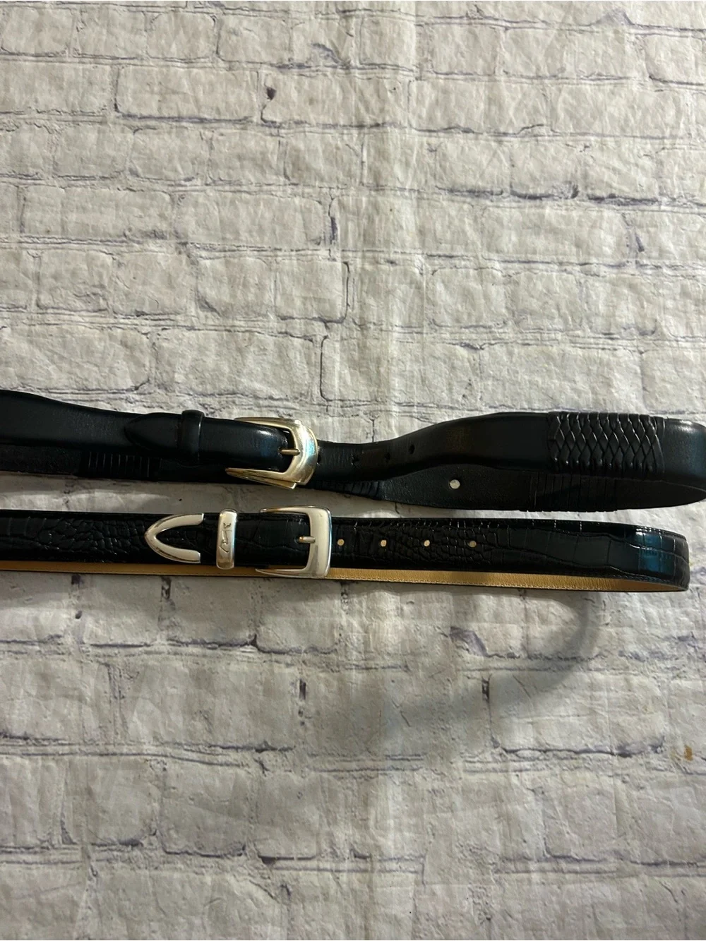 SILPADA DESIGN BLACK CROC WESTERN SIZE 36 & BLACK EMBOSSED LEATHER BELT